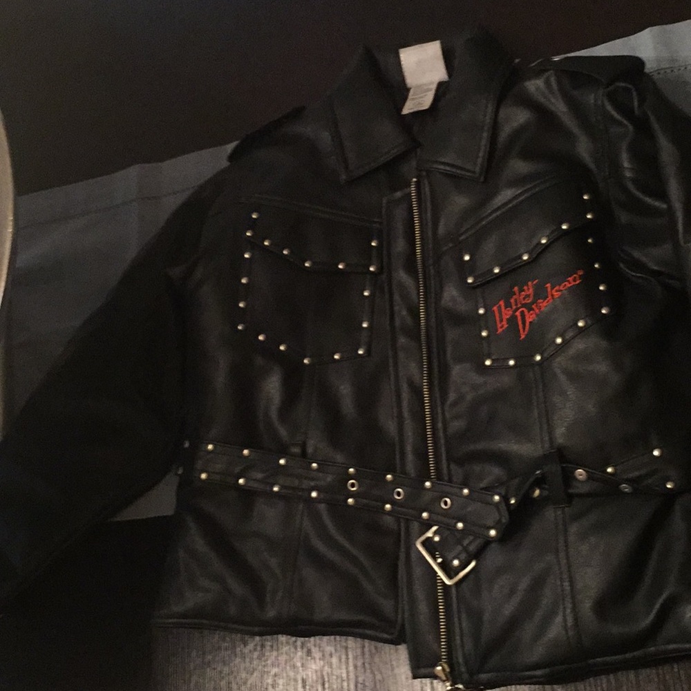 Harley Davidson black leather jacket size 10/12